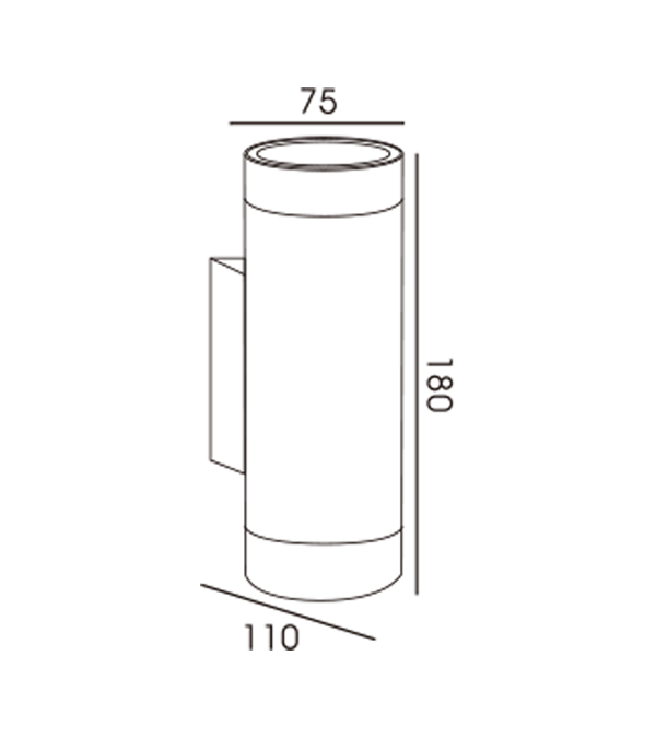 75 rund aluminiumsrør to-vejs væglampe HR60274 75 rund aluminiumsrør to-vejs væglampe HR60274