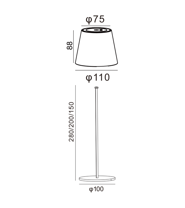 Genopladelig lampe med skærm HR95042-365 Genopladelig lampe med skærm HR95042-365