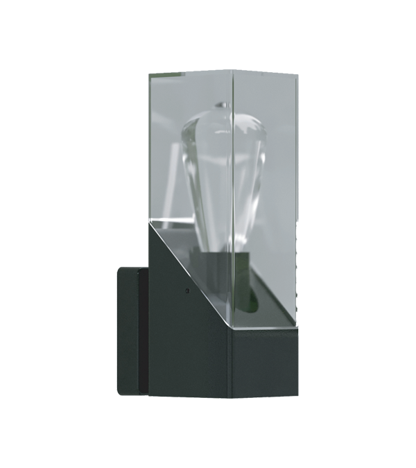 E27 Square Smoke Grey PC Væglampe HR60133 E27 Square Smoke Grey PC Væglampe HR60133