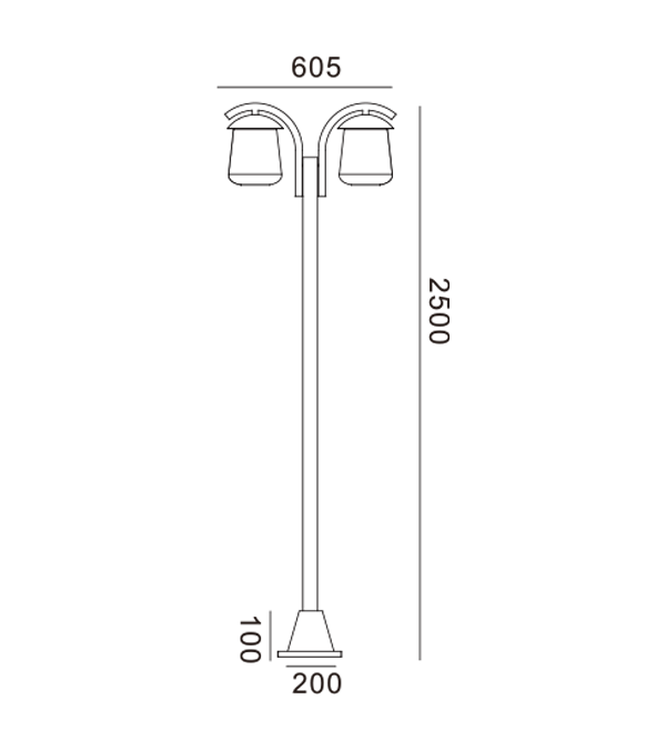 Dobbelthoved flad top havelampe HR60703 Dobbelthoved flad top havelampe HR60703