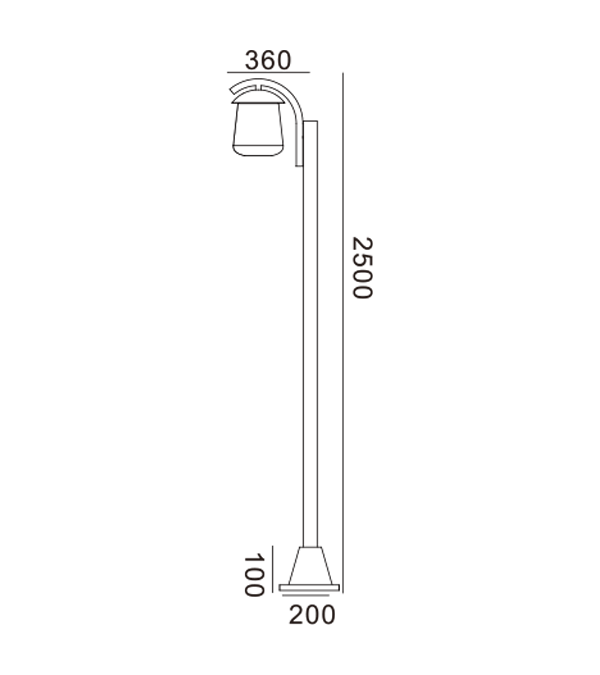Enkelthoved flad top havelampe HR60702 Enkelthoved flad top havelampe HR60702